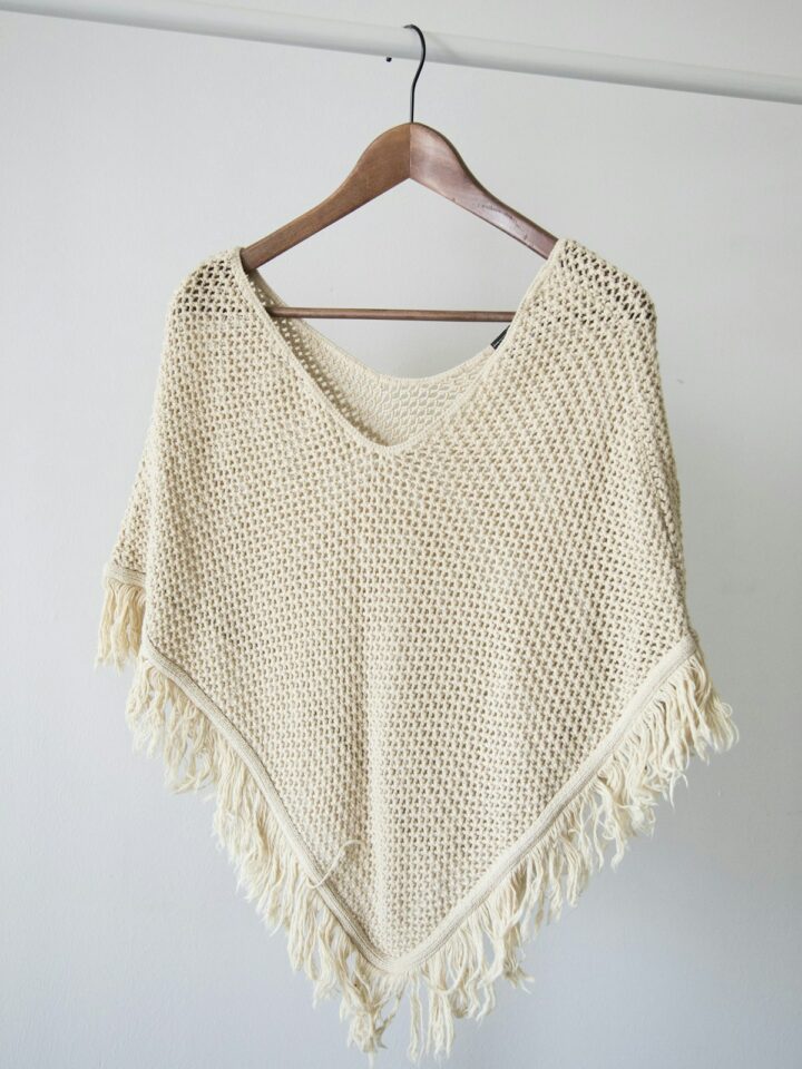 Poncho Maille Crème